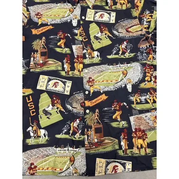 USC Trojans Shirt Mens Large Black NCAA Football Hawaiian Aloha USA Cotton